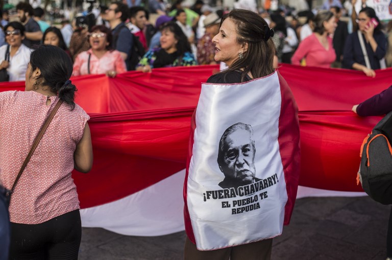 Protestas en Perú contra Pedro Chávarry, fiscal de ese país. Foto: AFP