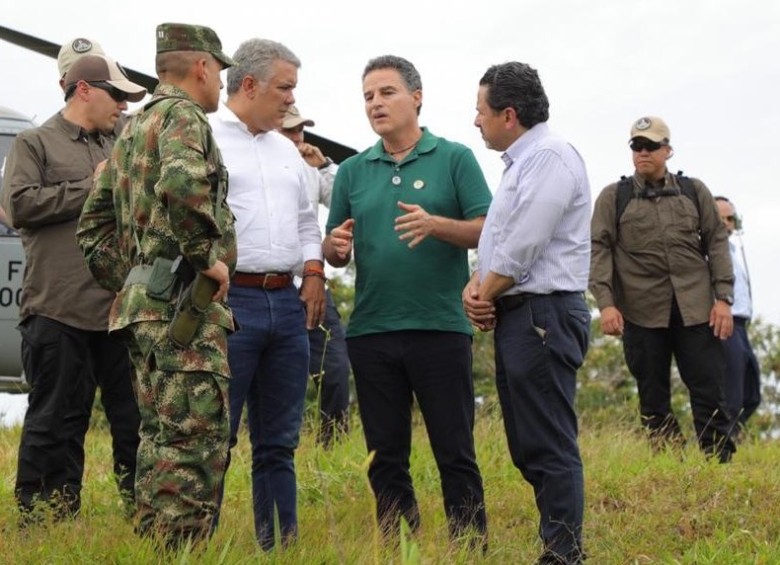 El presidente Duque estuvo en el Bajo Cauca con el gobernador de Antioquia, Aníbal Gaviria. FOTO Tomada del Twitter de Iván Duque