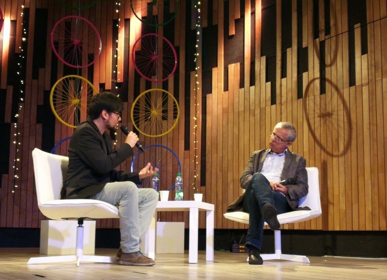 El neurólogo español Jordi Montero en conversación con Juan Manuel Robles sobre el dolor en el Hay Festival 2018. FOTO: @ParqueExplora