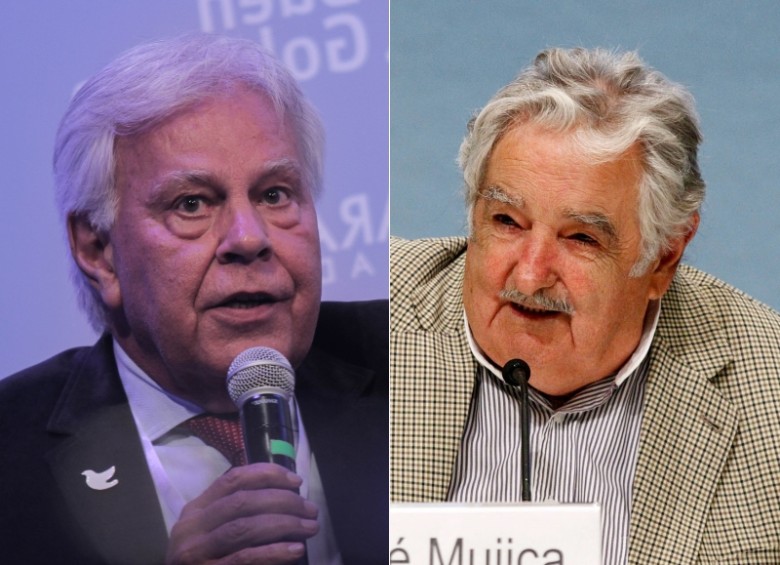 Los expresidentes de España, Felipe González y de Uruguay, José Mujica. FOTO COLPRENSA