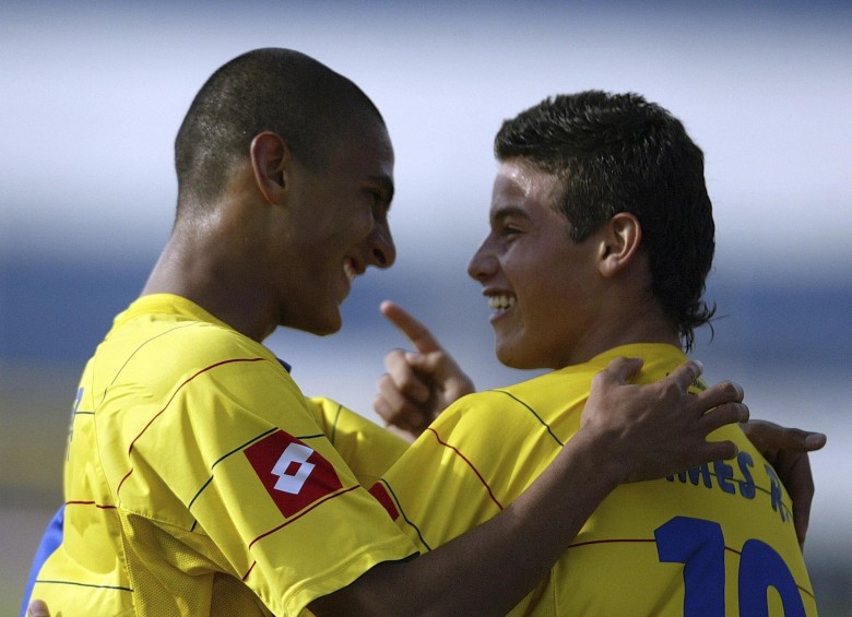 Santiago Tréllez y James Rodríguez eran dos de los referentes de la Selección Colombia sub 17 que en el Mundial de Corea del Sur se quedó en los octavos de final. Foto archivo reuters 