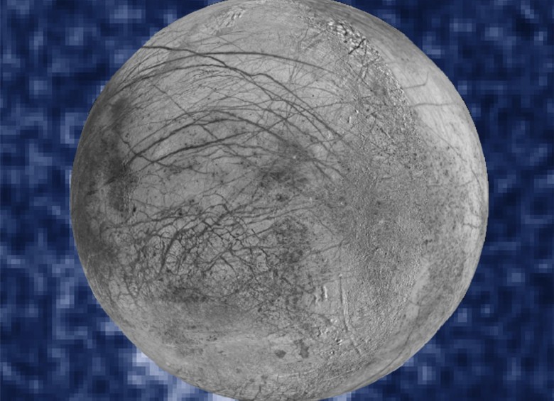 Esta es una imagen compuesta de la luna Europa, con las emisiones de vapor suspendidas en la atmósfera. FOTO reuters
