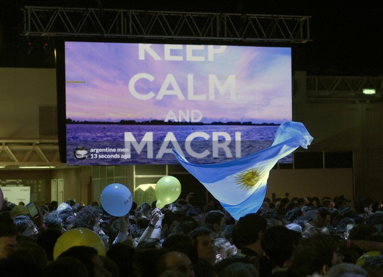 En la sede de campaña de Macri, todo fue fiesta. FOTO: AFP