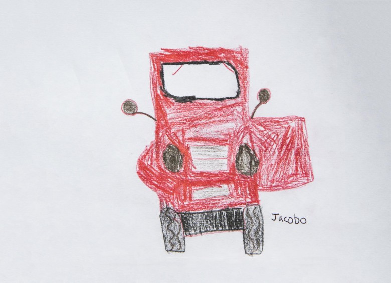 Jacobo dibujó el Nissan Patrol de 1967, ese también estaba entre sus carros favoritos. FOTO Dibujo de jacobo herrera