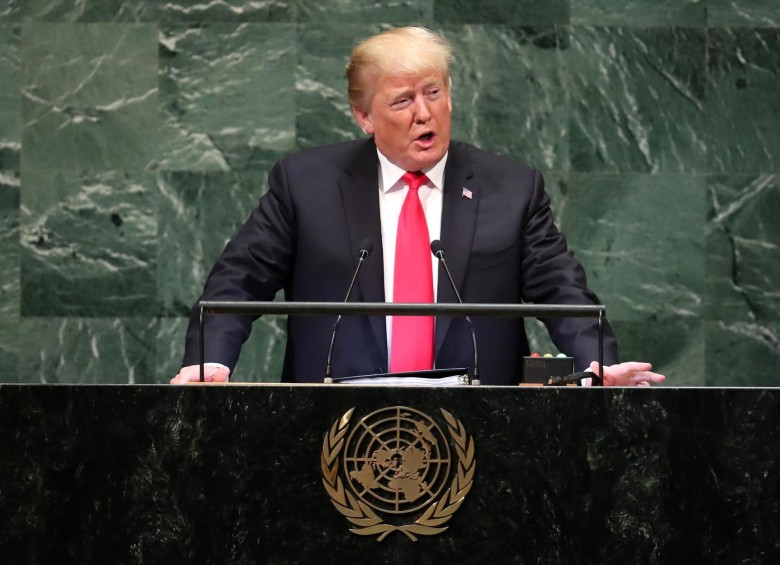Donald Trump durante su discurso en la ONU. FOTO REUTERS