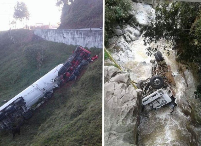 El accidente de la izquierda ocurrió entre los Llanos de Cuivá y Tarazá. El de la derecha, entre Santa Rosa de Osos y Entrerríos. FOTOS CORTESÍA
