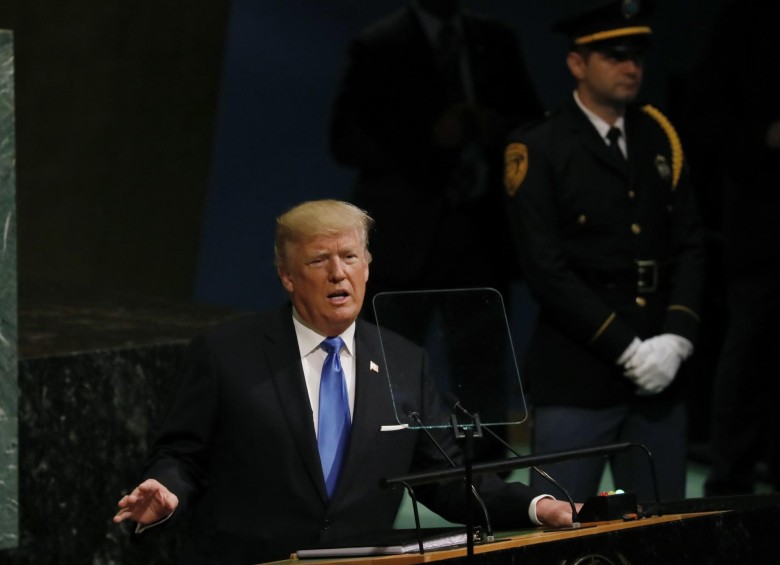 Donald Trump, presidente de Estados Unidos, durante la Asamblea de la ONU. FOTO REUTERS
