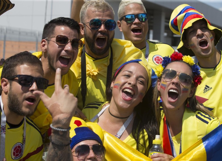 La alegría de los colombianos es total antes del debut de la Selección. FOTO JUAN ANTONIO SÁNCHEZ- ENVIADO ESPECIAL