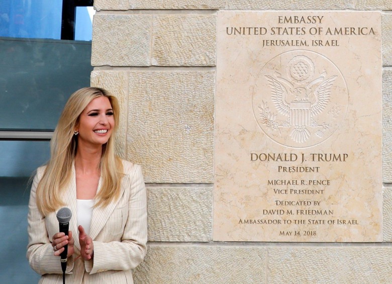 Ivanka Trump, en la apertura de la embajada en Jerusalén. FOTO EFe y Reuters