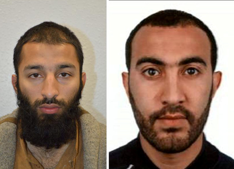 Khuram Butt, hijo de paquistaníes (izquierda), y Rachid Redouane, marroquí (derecha), fueron identificados por las autoridades como dos de los tres perpetradores. FOTO REUTERS