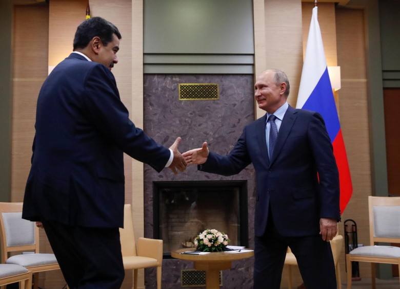 Nicolás Maduro, presidente de Venezuela, y Vladimir Putin, presidente de Rusia. FOTO: AFP