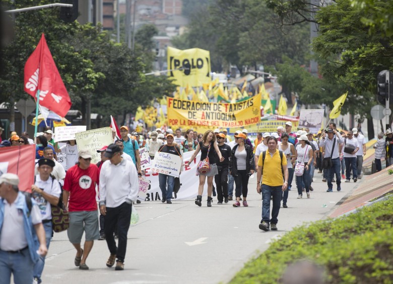 Las centrales de trabajadores dijeron que a la marcha del 1° de mayo asistieron 20.000 personas. FOTO Edwin Bustamante