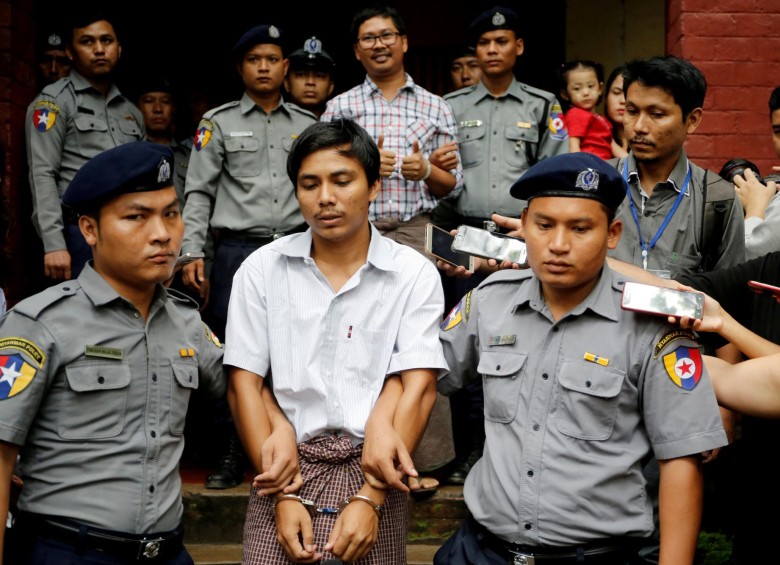 Periodistas de Reuters presos en Birmania. FOTO: REUTERS