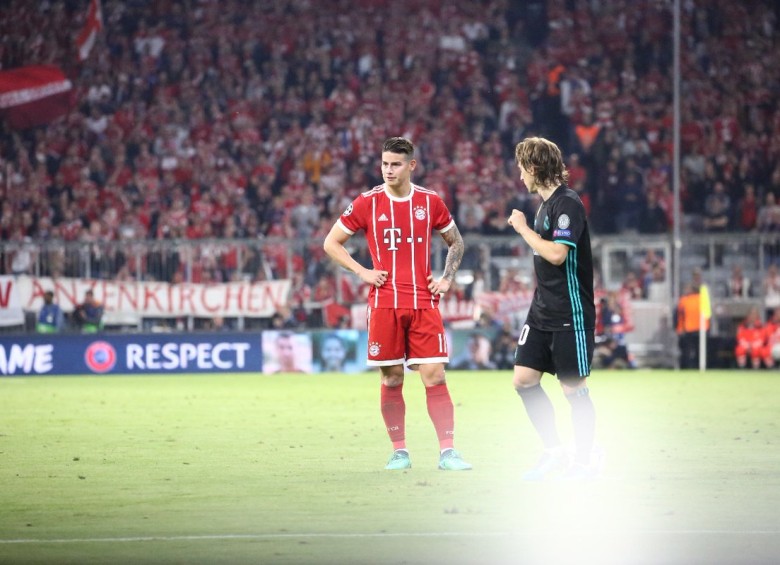 James durante la disputa del primer juego de la semifinal, que el Bayern perdió 1-2 con Real Madrid. FOTO TOMADA DE TWITTER BAYERN