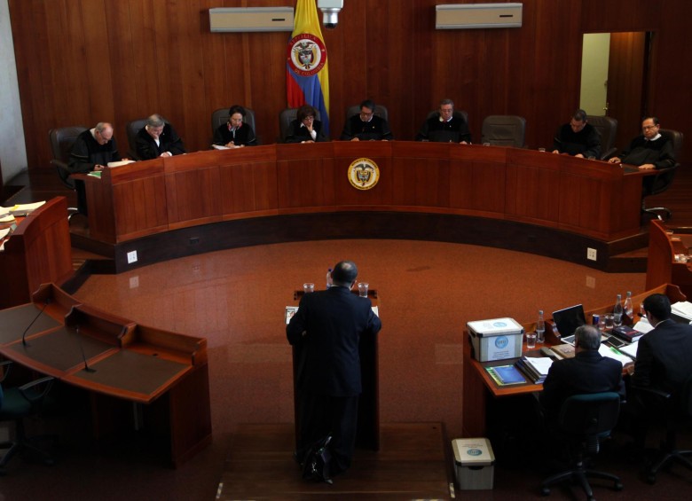 Momento de la declaración de alias ‘Alberto Guerrero’, en el juicio contra Luis Alfredo Ramos. FOTO luisa gonzález-colprensa