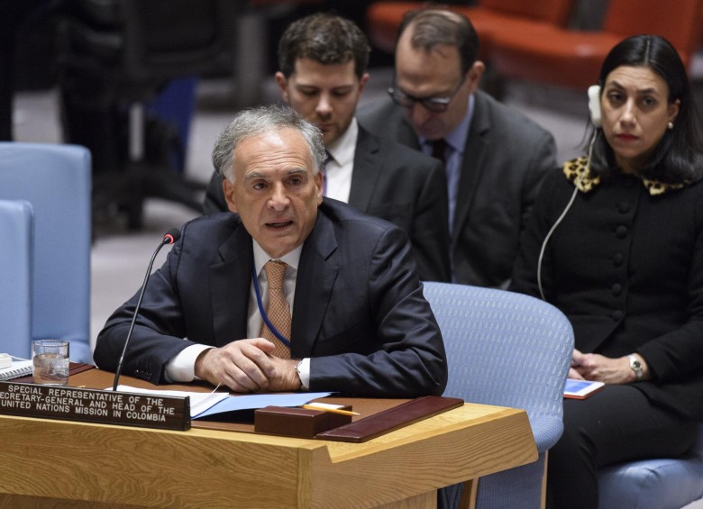 El jefe de la misión de Verificación de las Naciones Unidas, Jean Arnault, en el Consejo de Seguridad de la ONU. FOTO Cortesía.