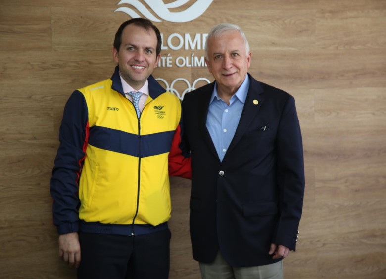 Ernesto Lucena, director de Coldeportes, junto a Baltazar Medina, presidente del Comité Olímpico Colombiano. FOTO CORTESÍA COC