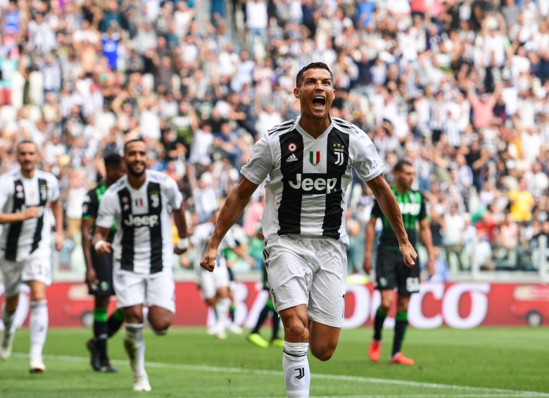 Ronaldo y la felicidad de anotar su primer gol en la Serie A. FOTO AFP