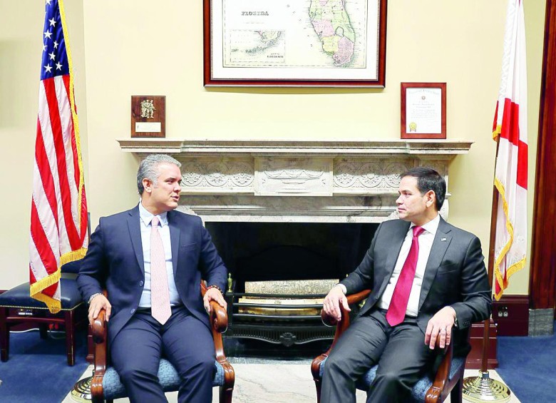 El presidente Iván Duque se reunió esta semana con el senador republicano Marco Rubio. FOTO Colprensa