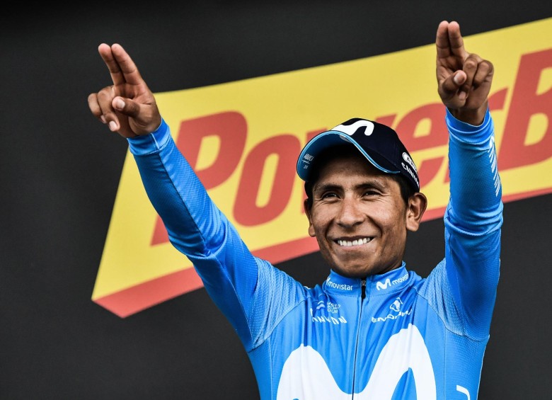 Descanso, júbilo, alegría mostró ayer Nairo tras vencer en la etapa 17 del Tour. Con su fortaleza espera seguir ascendiendo en la general del Tour. FOTO AFP