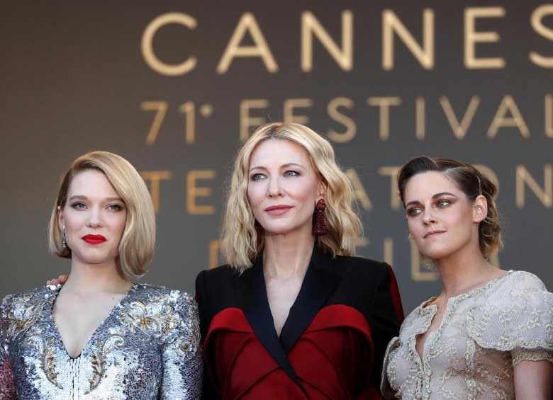 Las mujeres fueron protagonistas en esta edición de Cannes. Cate Blanchett (centro), presidenta del jurado, en compañía de Lea Seydoux y Kristen Stewart. Foto: Efe