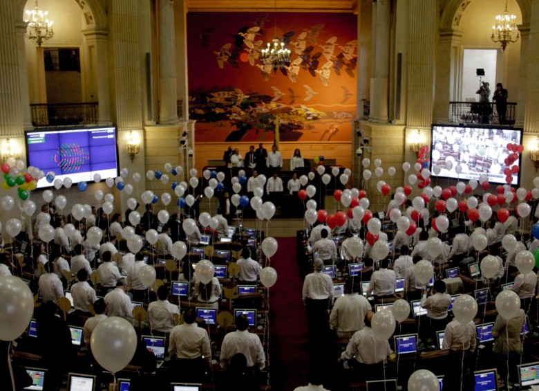 Plenaria de la Cámara de Representantes, durante la votación sobre el plebiscito. FOTO Colprensa