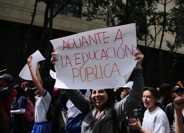 Protestas de estudiantes y profesores de las universidades públicas. FOTO: COLPRENSA