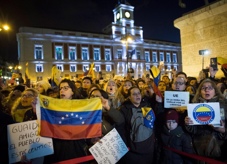 Protestas de venezolanos el fin de semana en Madrid, exigiendo una posición más dura de la UE contra el régimen de Nicolás Maduro.FOTO efe