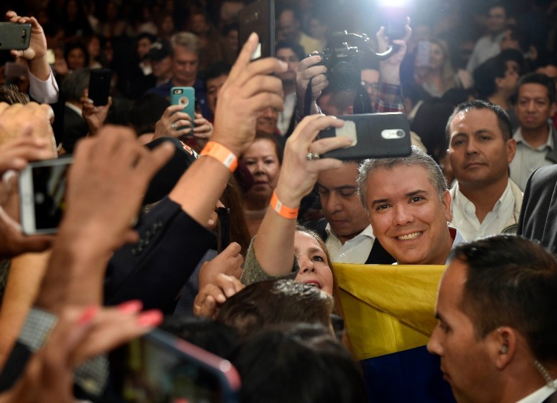 Una multitud de colombianos recibió al presidente Duque en Nueva York, Estados Unidos. FOTO PRESIDENCIA