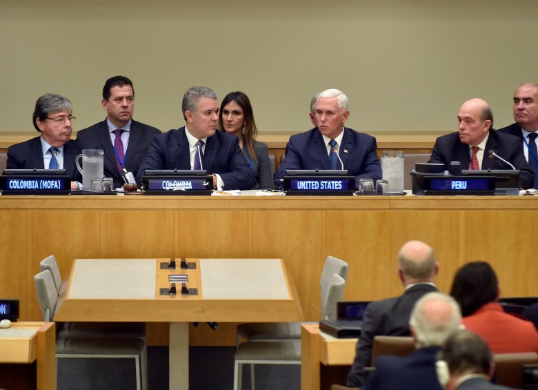 Representantes de Colombia, Estados Unidos y Perú durante la Asamblea General de las Naciones Unidas. FOTO: CORTESÍA