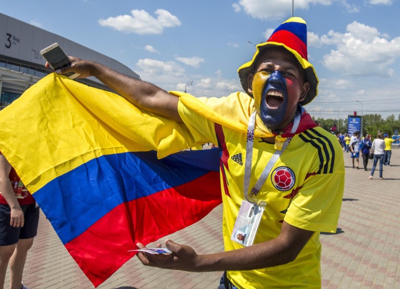 El optimismo entre los hinchas colombianos es total en Rusia. FOTO JUAN ANTONIO SÁNCHEZ- ENVIADO ESPECIAL