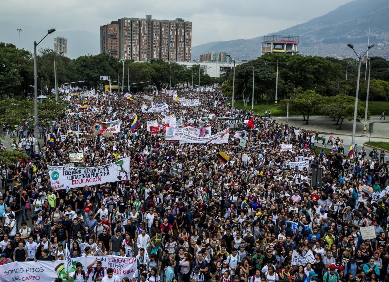 Imagen de archivo de las marchas estudiantiles del 2018. FOTO: JAIME PÉREZ MUNÉVAR 