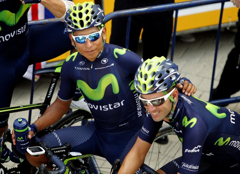 El colombiano Nairo Quintana (Movistar) llega a la etapa reina de la Vuelta con “algo de cansancio” acumulado del Tour de Francia, pero “con ganas”, ya que llega su terreno. FOTO AFP
