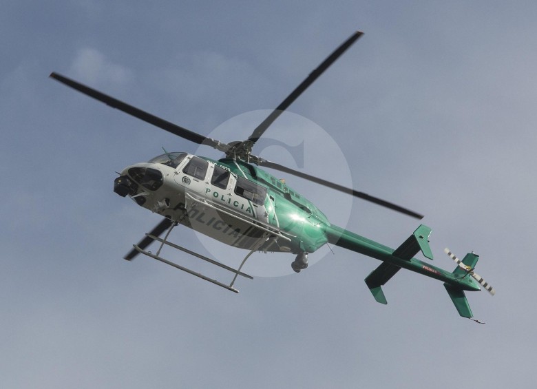 Este es el helicóptero de la Policía Metropolitana del Valle de Aburrá. FOTO MANUEL SALDARRIAGA