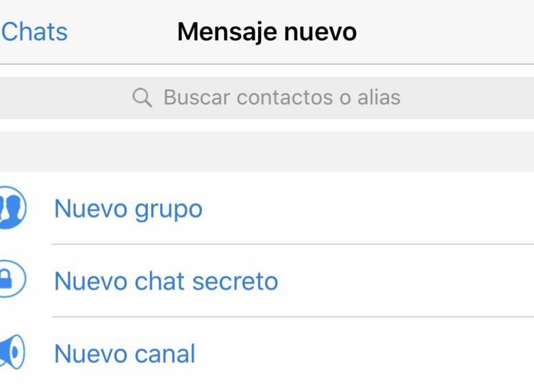 Así se ve en Telegram la opción para enviar chats secretos. 