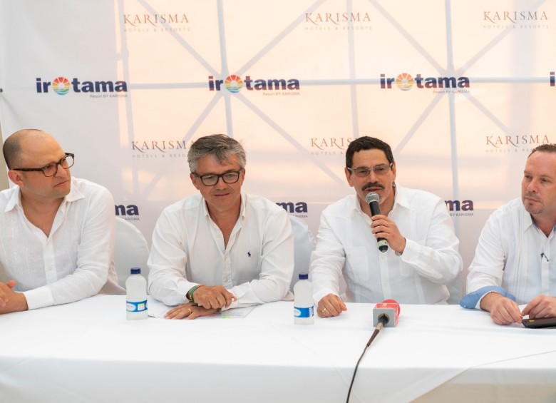 Diego Jaramillo, Juan Pablo Franky, Héctor Mario Díaz y Pierre Bonin presidieron el lanzamientooficial de la alianza Irotama Resort by Karisma. FOTO CORTESÍA