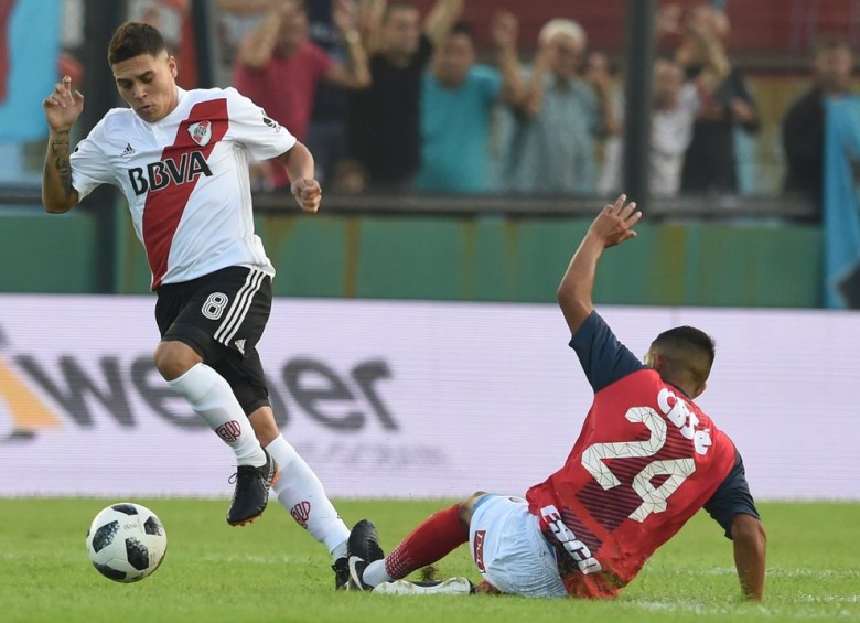 Juan Fernando Quintero se reportó con su primer gol con River Plate. FOTO TOMADA DE TWITTER RIVER PLATE