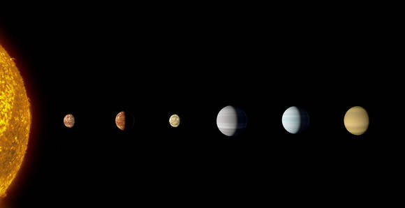 Con el descubrimiento de un octavo planeta, el sistema Kepler-90 es el primero en vincularse con nuestro sistema solar en cantidad de planetas. FOTO Cortesía Nasa