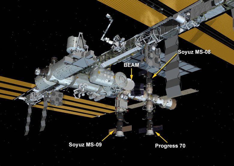 El módulo Soyuz MS-09 donde se presentó la fuga. Se usó oxígeno de la Progress 70. Foto Nasa