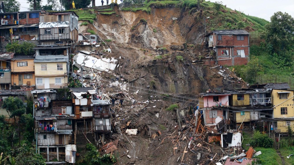 Deslizamiento en el barrio Persia de Manizales. FOTO AFP