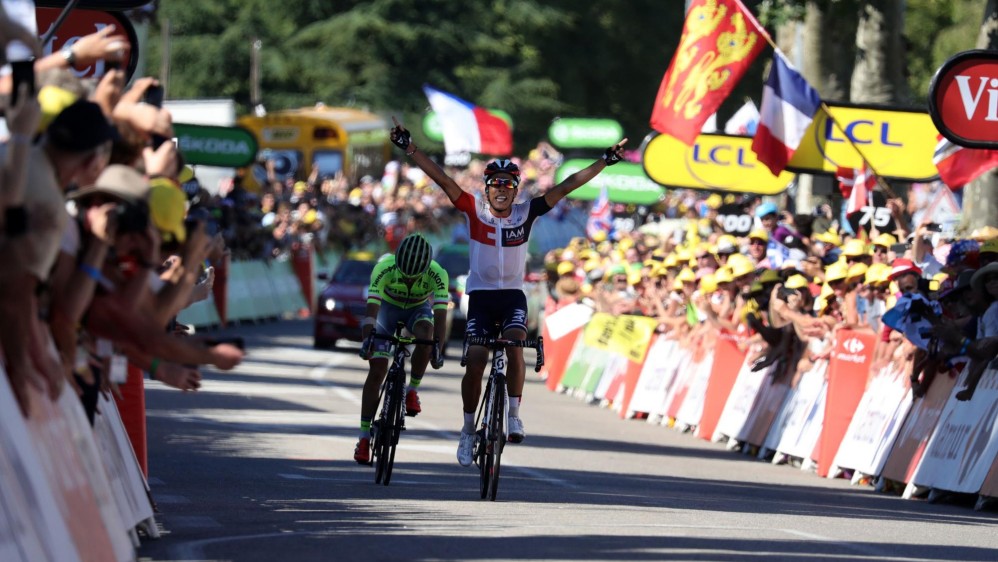 Es la primera vez que Pantano, de 27 años, cruza la meta al frente en una etapa del Tour. FOTO AFP