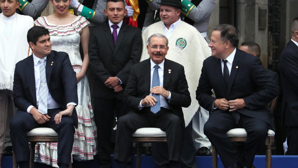 Los presidentes de Costa Rica, República Dominicana y Panamá. FOTO: EFE