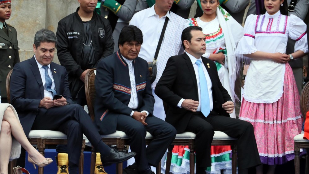 Los presidentes de Bolivia, Guatemala y Honduras. FOTO: EFE