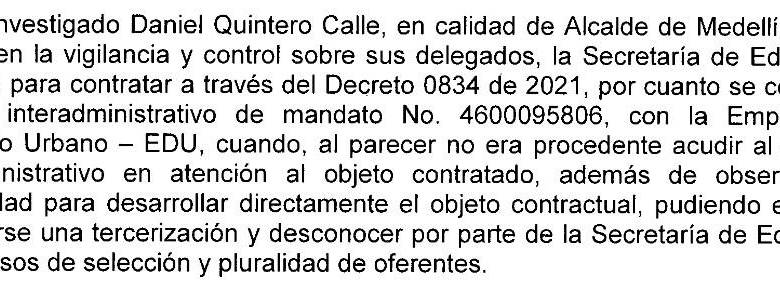 Extracto del documento emitido por la Procuraduría General de la Nación. FOTO: Cortesía.