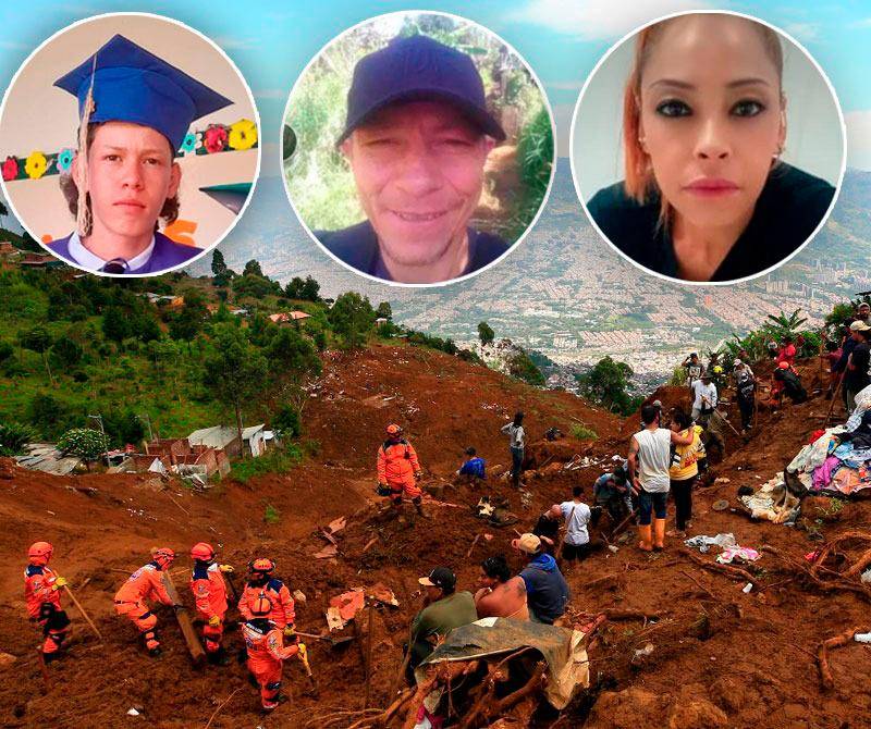 Tres de las víctimas de esta tragedia invernal en la vereda Granizal, de Bello, fueron Juan David Lozano Hernández, de 16 años; Pedro Nel Agudelo Zapata, de 48, y Paula Andrea Londoño, de 40 años. Las autoridades confirmaron que son 14 los fallecidos del deslizamiento y se buscan a 11 desaparecidos. FOTOS: CAMILO SUÁREZ Y CORTESÍA