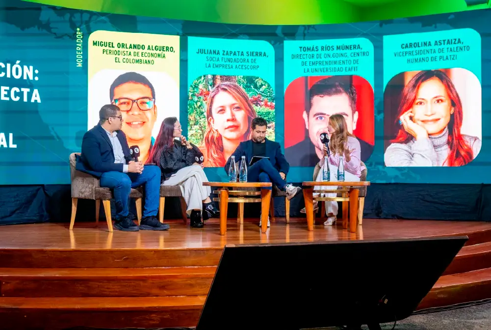Panel 5: Talento e innovación: el activo que conecta a Colombia con la economía global. Miguel Alguero, Carolina Astaiza, Tomás Ríos y Juliana Zapata.