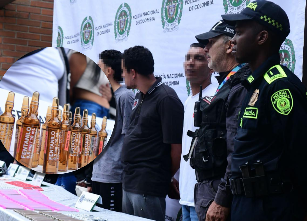 Los capturados usaban fentanilo de uso farmacéutico para fabricar droga sintética. Foto: cortesía Policía nacional.