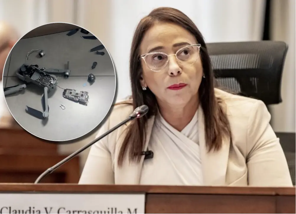 La concejala de Medellín, Claudia Carrasquilla, denunció que un dron con cámara estuvo sobrevolando su lugar de residencia. Fotos: Jaime Pérez Munévar y cortesía.