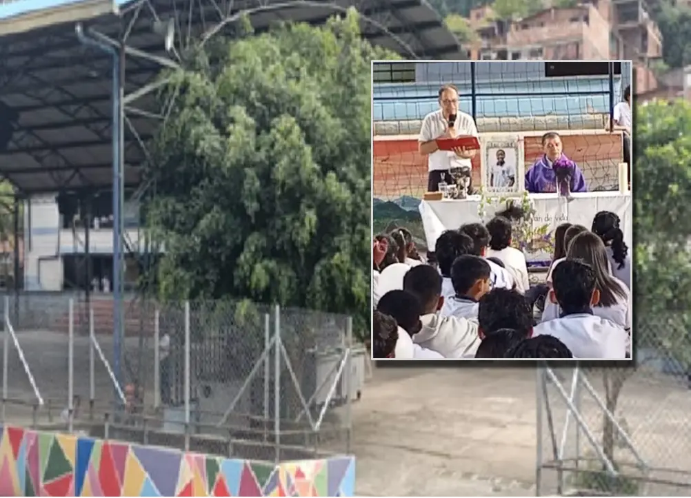Un día después de su fallecimiento, compañeros y profesores lo despidieron con una misa, globos blancos y mensajes en su memoria. Foto: cortesía y captura del video de la conmemoración.