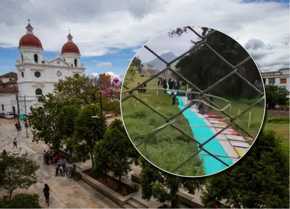 Desde marzo, los estudiantes de la Institución Educativa Bernardo Uribe Londoño de La Ceja, Antioquia, han manifestado su oposición a la obra en manifestaciones públicas y derribando muros divisorios que ha puesto la Alcaldía. Este Foto: Esneyder Gutiérrez Cardona y cortesía.